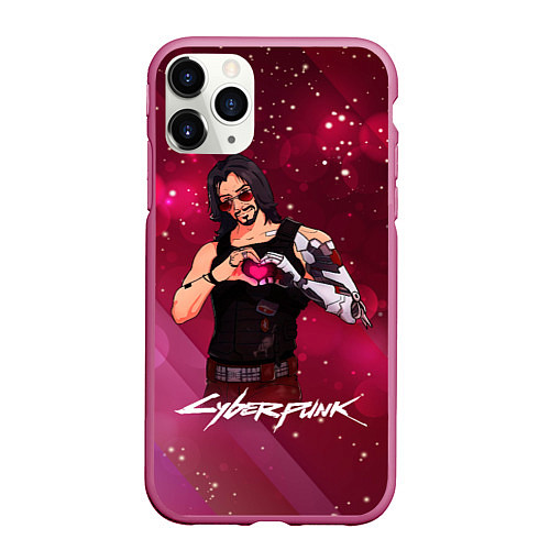 Чехол iPhone 11 Pro матовый Love Johnny / 3D-Малиновый – фото 1