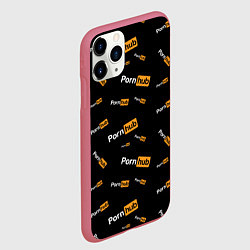 Чехол iPhone 11 Pro матовый PORN HUB НАДПИСИ ПАТТЕРН, цвет: 3D-малиновый — фото 2