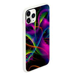 Чехол iPhone 11 Pro матовый Vanguard neon pattern Авангардный неоновый паттерн, цвет: 3D-белый — фото 2