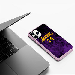 Чехол iPhone 11 Pro матовый Lakers 24 фиолетовое пламя, цвет: 3D-розовый — фото 2