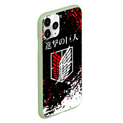 Чехол iPhone 11 Pro матовый Атака титанов attack on titan брызги красок, цвет: 3D-салатовый — фото 2