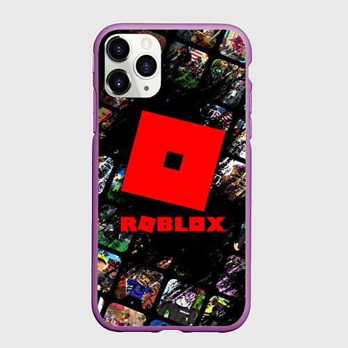 Чехол iPhone 11 Pro матовый ROBLOX СЮЖЕТЫ И ЛОГОТИП / 3D-Фиолетовый – фото 1