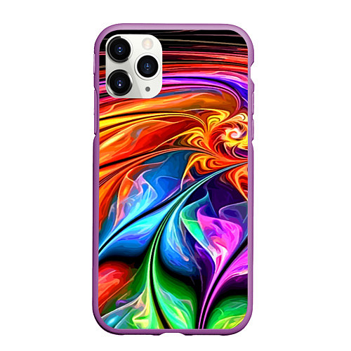 Чехол iPhone 11 Pro матовый Красочный абстрактный цветочный паттерн Color abst / 3D-Фиолетовый – фото 1