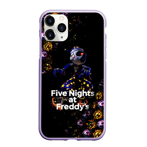 Чехол iPhone 11 Pro матовый Five Nights at Freddys Луна паттерн / 3D-Светло-сиреневый – фото 1