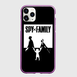 Чехол iPhone 11 Pro матовый Spy x Family: Семья шпиона черно-белая, цвет: 3D-фиолетовый