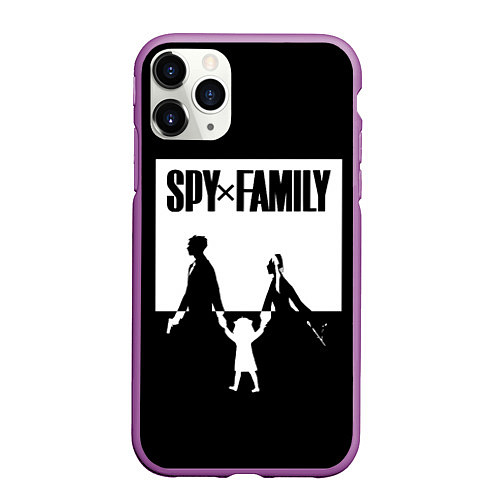 Чехол iPhone 11 Pro матовый Spy x Family: Семья шпиона черно-белая / 3D-Фиолетовый – фото 1