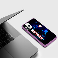 Чехол iPhone 11 Pro матовый ROBLOX неоновые кубики, цвет: 3D-фиолетовый — фото 2