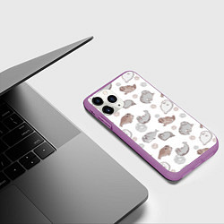 Чехол iPhone 11 Pro матовый Милые тюлени, цвет: 3D-фиолетовый — фото 2