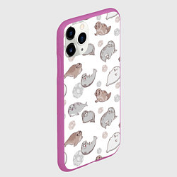 Чехол iPhone 11 Pro матовый Милые тюлени, цвет: 3D-фиолетовый — фото 2