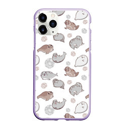 Чехол iPhone 11 Pro матовый Милые тюлени
