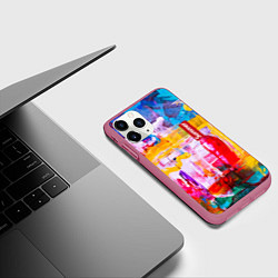 Чехол iPhone 11 Pro матовый Импрессионизм Лето Абстракция Impressionism Summer, цвет: 3D-малиновый — фото 2