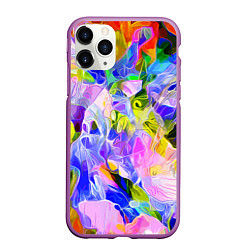 Чехол iPhone 11 Pro матовый Красочный цветочный узор Весна - Лето 2023 Colorfu, цвет: 3D-фиолетовый