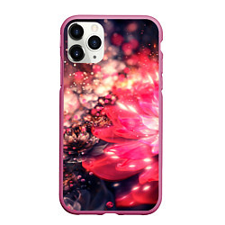 Чехол iPhone 11 Pro матовый Нежные цветы и блестки