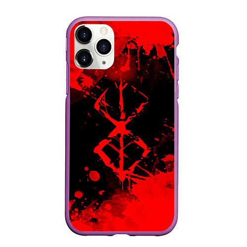 Чехол iPhone 11 Pro матовый КЛЕЙМО ЖЕРТВЫ - BERSERKБЕРСЕРК / 3D-Фиолетовый – фото 1