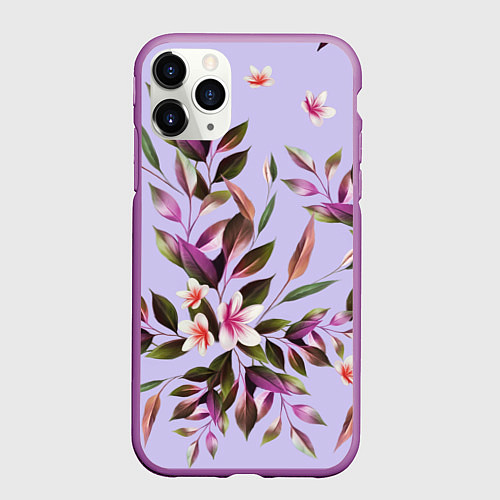Чехол iPhone 11 Pro матовый Цветы Вересковый Сад / 3D-Фиолетовый – фото 1