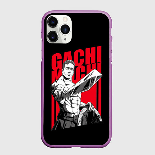 Чехол iPhone 11 Pro матовый GACHIMUCHI WARRIOR ГАЧИМУЧИ ВОИН / 3D-Фиолетовый – фото 1