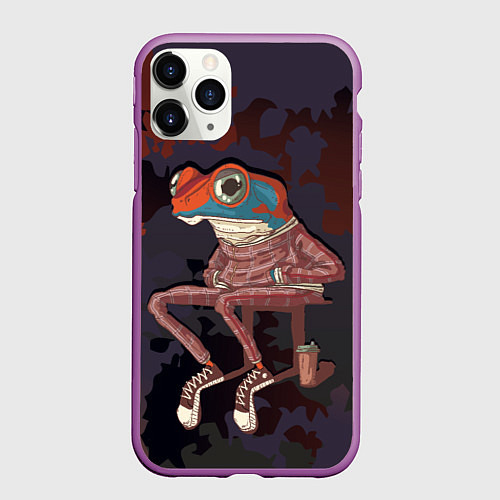 Чехол iPhone 11 Pro матовый Лягуха на стиле / 3D-Фиолетовый – фото 1