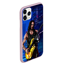 Чехол iPhone 11 Pro матовый Гитарист Johnny cyberpunk2077, цвет: 3D-розовый — фото 2