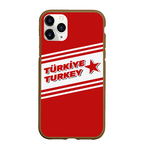 Чехол iPhone 11 Pro матовый Надпись Турция на турецком и английском языках / 3D-Коричневый – фото 1