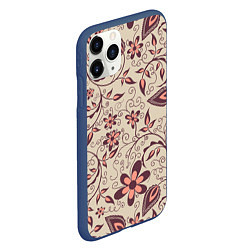 Чехол iPhone 11 Pro матовый Вьющиеся цветы, цвет: 3D-тёмно-синий — фото 2