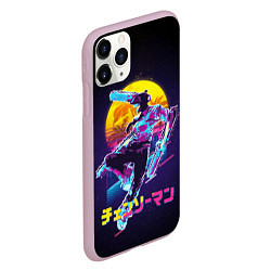 Чехол iPhone 11 Pro матовый CHAINSAW MAN on the background of the moon, цвет: 3D-розовый — фото 2