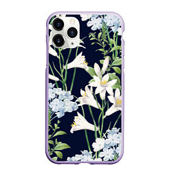 Чехол iPhone 11 Pro матовый Цветы Белые Лилии В Саду, цвет: 3D-светло-сиреневый