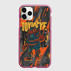 Чехол iPhone 11 Pro матовый Токсичная крейзи лягушка, цвет: 3D-малиновый