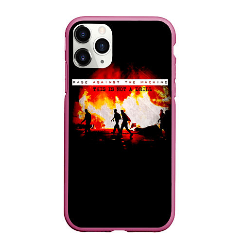 Чехол iPhone 11 Pro матовый This Is Not A Drill - Rage Against the Machine / 3D-Малиновый – фото 1