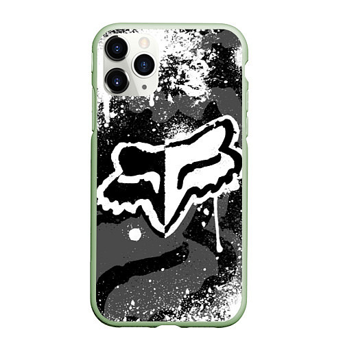 Чехол iPhone 11 Pro матовый FOX RACING - МОТОКРОСС БРЫЗГИ / 3D-Салатовый – фото 1