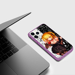 Чехол iPhone 11 Pro матовый Миса с яблоком Тетрадь смерти, цвет: 3D-фиолетовый — фото 2