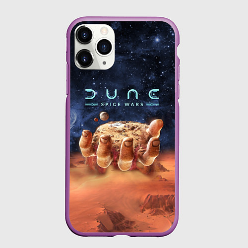 Чехол iPhone 11 Pro матовый Dune: Spice Wars песчаные дюны и рука с базой / 3D-Фиолетовый – фото 1
