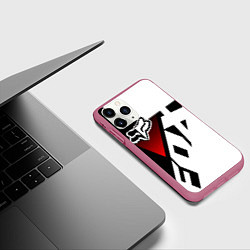 Чехол iPhone 11 Pro матовый FOX RACING - ФОКС ЧЕРНЫЙ И БЕЛЫЙ, цвет: 3D-малиновый — фото 2