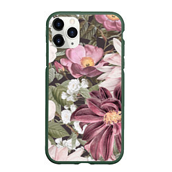 Чехол iPhone 11 Pro матовый Цветы Красивый Цветочный Букет Георгин, цвет: 3D-темно-зеленый