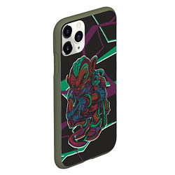 Чехол iPhone 11 Pro матовый Страшная обезьяна, цвет: 3D-темно-зеленый — фото 2