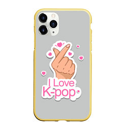 Чехол iPhone 11 Pro матовый Я люблю K-pop - жест Хани