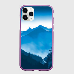 Чехол iPhone 11 Pro матовый Горы Лес, цвет: 3D-фиолетовый