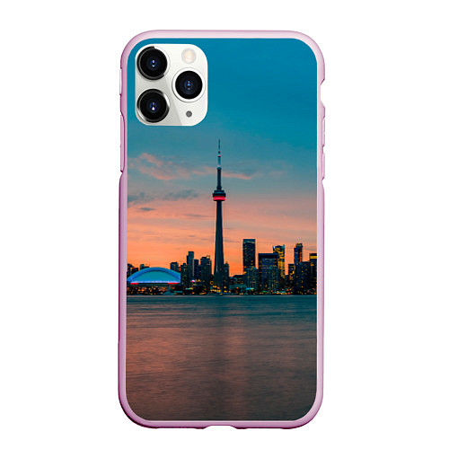 Чехол iPhone 11 Pro матовый Закат в Торонто / 3D-Розовый – фото 1