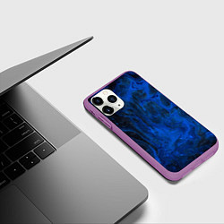 Чехол iPhone 11 Pro матовый Синий абстрактный дым, цвет: 3D-фиолетовый — фото 2