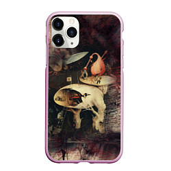 Чехол iPhone 11 Pro матовый Иероним Босх Сад земных наслаждений Фрагмент Hiero, цвет: 3D-розовый