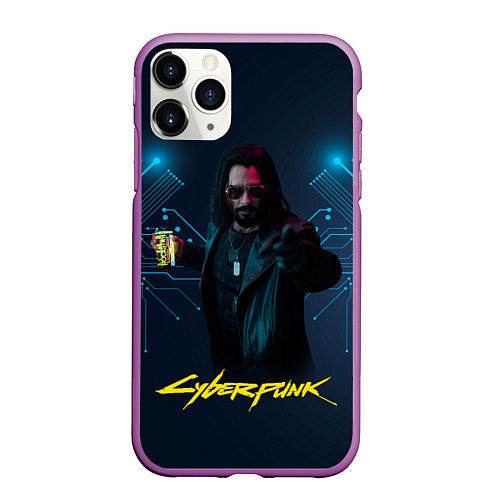 Чехол iPhone 11 Pro матовый Johnny Cyberpunk2077 / 3D-Фиолетовый – фото 1