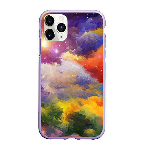 Чехол iPhone 11 Pro матовый Красочный горный пейзаж Грузия Colorful mountain l / 3D-Светло-сиреневый – фото 1