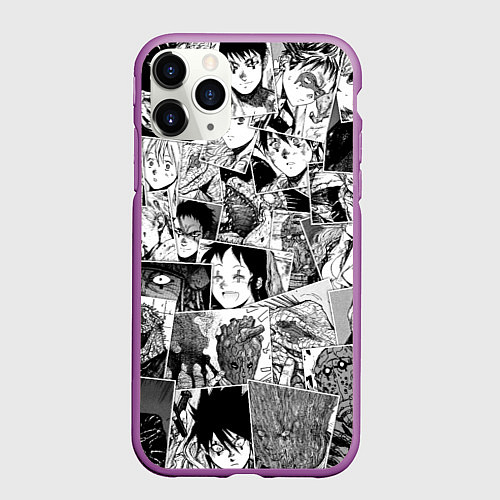 Чехол iPhone 11 Pro матовый Дорохэдоро pattern / 3D-Фиолетовый – фото 1