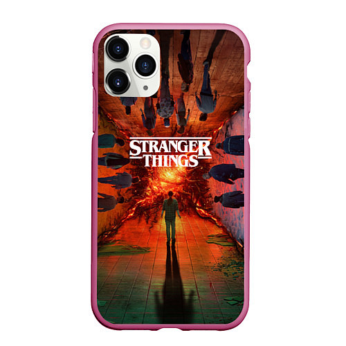 Чехол iPhone 11 Pro матовый Stranger Things 4 Измерения / 3D-Малиновый – фото 1