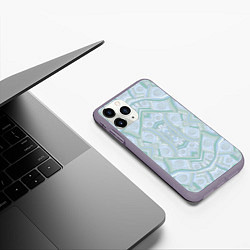 Чехол iPhone 11 Pro матовый Абстрактный узор калейдоскоп, пастельные приглушен, цвет: 3D-серый — фото 2