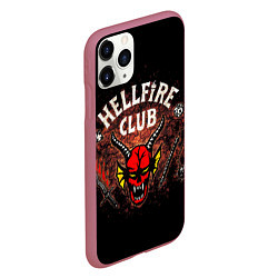 Чехол iPhone 11 Pro матовый Hellfire club, цвет: 3D-малиновый — фото 2