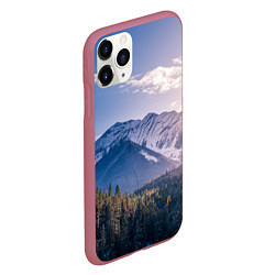 Чехол iPhone 11 Pro матовый Горы Лес Солнце, цвет: 3D-малиновый — фото 2