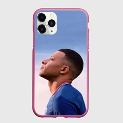 Чехол iPhone 11 Pro матовый Футболист Килиан Мбаппе, цвет: 3D-малиновый