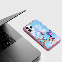 Чехол iPhone 11 Pro матовый My Little Pony летают в облаках, цвет: 3D-малиновый — фото 2