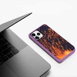 Чехол iPhone 11 Pro матовый Искры от пламени, цвет: 3D-фиолетовый — фото 2