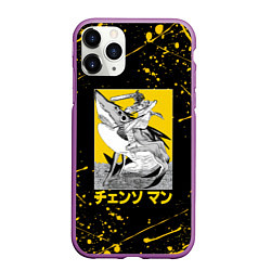Чехол iPhone 11 Pro матовый ЧЕЛОВЕК-БЕНЗОПИЛА CHAINSAW MAN AND BEAM, цвет: 3D-фиолетовый